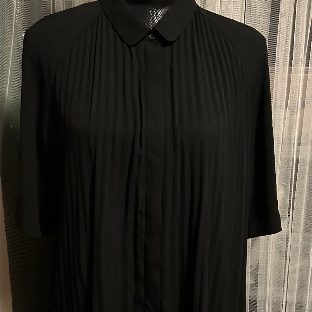 Chic Black Pleated Dress - Picture 3 of 11